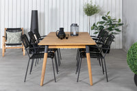 Spisegruppe Julian & Lindos 210 x 100 + spisestol 2-pakk – natur og svart