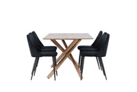 Spisestol Night & Piazza 2-pakk + rektangulært spisebord 180 x 90 – svart og mokka