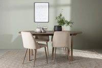 Spisegruppe oval 180 x 90 + 2-pakk spisestoler – natur og beige