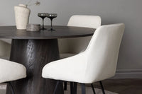 Spisegruppe Rosie & Lanzo 2-pakk + rundt spisebord ⌀120 – beige og mocca
