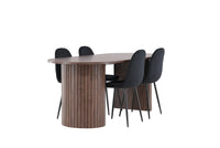 Spisestol Polar & Härön 2-pakk + Spisebord ovalt 200 x 90 – svart og mokka