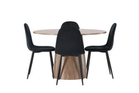 Spisegruppe Polar & Lanzo 2-pakk + Rundt spisebord ⌀120 – svart og natur