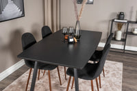 Spisestol Polar & Inca 2-pakk + Rektangulært spisebord 160 x 85 – svart