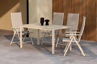Posisjonsstol Levanzo & Mirko 2-pakk + Spisebord rektangulært 140 x 80 – beige