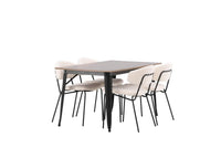 Spisestol Chico & Tempe 2-pakk + rektangulært spisebord 140 x 80 – hvit og valnøtt