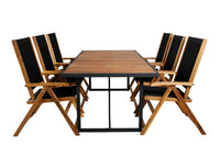 Spisestol Little John & Khung 2-pakk + rektangulært spisebord 200 × 100 – svart og natur
