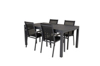Spisestol Parma & Marbella 2-pakk + Rektangulært spisebord 160 x 100 – svart