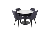 Spisestol Plaza & Estelle 2-pakk + Spisebord rundt ⌀106 – svart og hvit