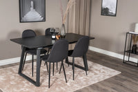 Spisestol Polar & Inca 2-pakk + Rektangulært spisebord 160 x 85 – svart