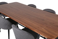 Spisegruppe Uno & Velvet 200 x 90 + spisestol 2-pakk – natur og grå