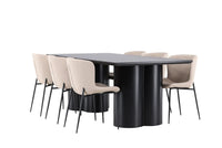 Spisestol Modesto & Olivia 2-pakk – beige + Spisebord rektangulært 210 x 100 – svart