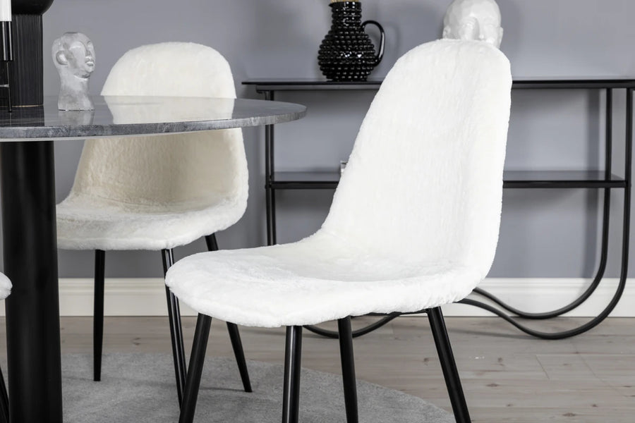 Spisestol Polar & Estelle 2-pakk + Spisebord rundt ⌀106 – hvit og mørk grå