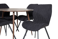 Spisestol Gemma & Plaza 2-pakk + Spisebord rundt ⌀100 – svart og valnøtt