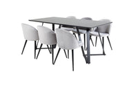 Spisegruppe Velvet & Marina 2-pakk 180 x 90 – grå og svart