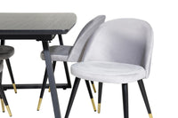 Spisestol Velvet & Inca 2-pakk – grå + Spisebord rektangulært 160 x 85 – svart