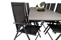 Spisebord Levels & Break 229 × 100 + posisjonsstoler 2-pakk – svart