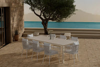 Spisegruppe Levels & Linos 229 × 100 med 2-pakk spisestoler – beige og hvit