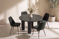 Spisestol Night & Juno 2-pakk + Rundt spisebord ⌀120 – svart