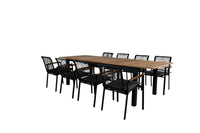 Spisestol Dallas & Panama 2-pakk + rektangulært spisebord 224 x 100 – svart