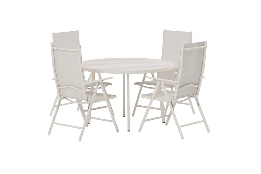 Spisestol Break & Giardini 2-pakk + Spisebord rundt Ø120 – beige