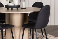 Spisegruppe Polar & Olivia 2-pakk + Rundt spisebord ⌀110 – svart og hvitlasert