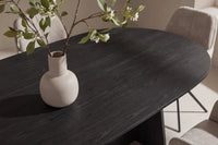 Spisegruppe oval Bootcut & Manchi 230 x 115 + spisestol 2-pakk – svart og brun