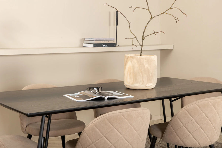 Spisegruppe Petra & Velvet 190 x 90 2-pakk – svart og beige