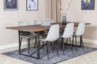 Spisebord Padang & Polar rektangulært 250 x 100 + spisestol 2-pakk – natur og grå