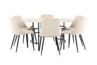 Spisegruppe rund 2-pakk ⌀140 – beige og whitewash