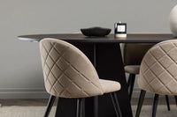 Spisestol Velvet & Bootcut 2-pakk + Spisebord ovalt 230 x 115 – beige og svart