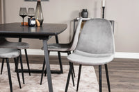 Spisegruppe Polar & Inca 2-pakk + Rektangulært spisebord 160 x 85 – grå og svart