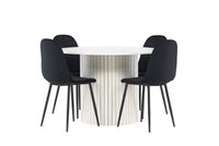 Spisestol Polar & Härön 2-pakk + Rundt spisebord ⌀110 – svart og hvit