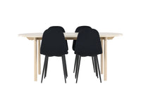 Spisestol Polar & Andy 2-pakk – svart + Spisebord ovalt 180 x 90 – hvitkalket