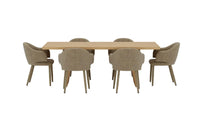 Spisestol Evelin & Logga 2-pakk + Rektangulært spisebord 210 x 100 – beige og natur