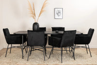 Spisestol Petra & Uno + Rektangulært spisebord 200 x 90 – svart
