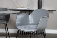 Spisegruppe Comfort & Estelle 2-pakk + Rundt ⌀106 – grå og mørkegrå