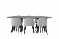 Spisegruppe oval 2-pakk 220 x 100 – grå og mocca