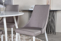 Spisestol Leone & Plaza 2-pakk + Rundt spisebord ⌀100 – grå og hvit