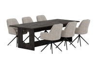 Spisestol 2-pakk + rektangulært spisebord 235 × 100 – brun og svart
