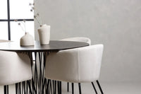 Spisegruppe rund ⌀120 – beige og mokka
