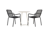 Spisestol Peking & Bacong 2-pakk + kafébord ⌀60 – svart og beige