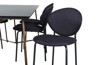 Spisestol Vault & Petra 2-pakk + Rektangulært spisebord 190 x 90 – svart