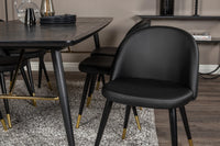 Spisegruppe Gold & Velvet 180 x 85 med 2-pakk spisestoler – svart