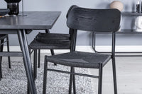 Spisegruppe Sleek & Polly 195 x 95 + 2-pakk – svart