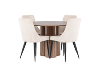 Spisegruppe Leone & Olivia rund 2-pakk ⌀110 – beige og brun