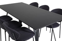 Spisestol Vault & Marina 2-pakk + Rektangulært spisebord 180 x 90 – svart