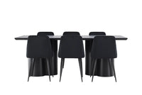 Spisestol Olivia 2-pakk + Spisebord rektangulært 210 x 100 – svart