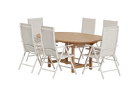 Spisegruppe Kenya & Break oval 180 x 120 + 2-pakk spisestol – natur og beige
