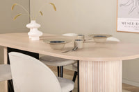 Spisebord ovalt 200 x 90 + Spisestol 2-pakk – hvitvasket og krem
