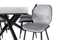 Spisestol Emma & Piazza 2-pakk + Rektangulært spisebord 180 x 90 – grå og svart